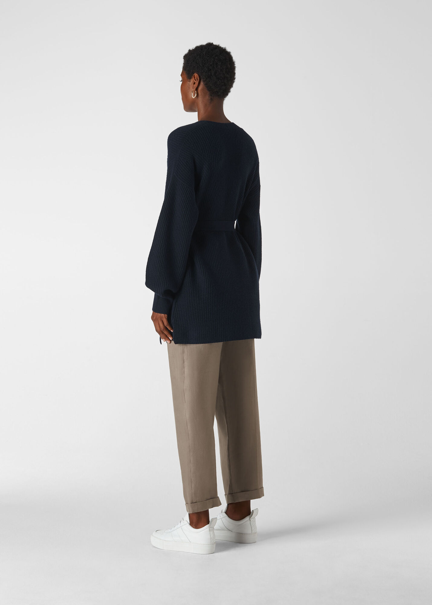 Navy Fashion Detail Wool Cardigan WHISTLES