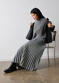 Petite Check Pleated Midi Skirt