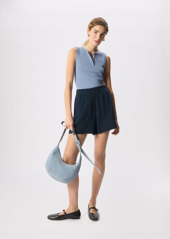 Pale Blue Henley Button Front Tank