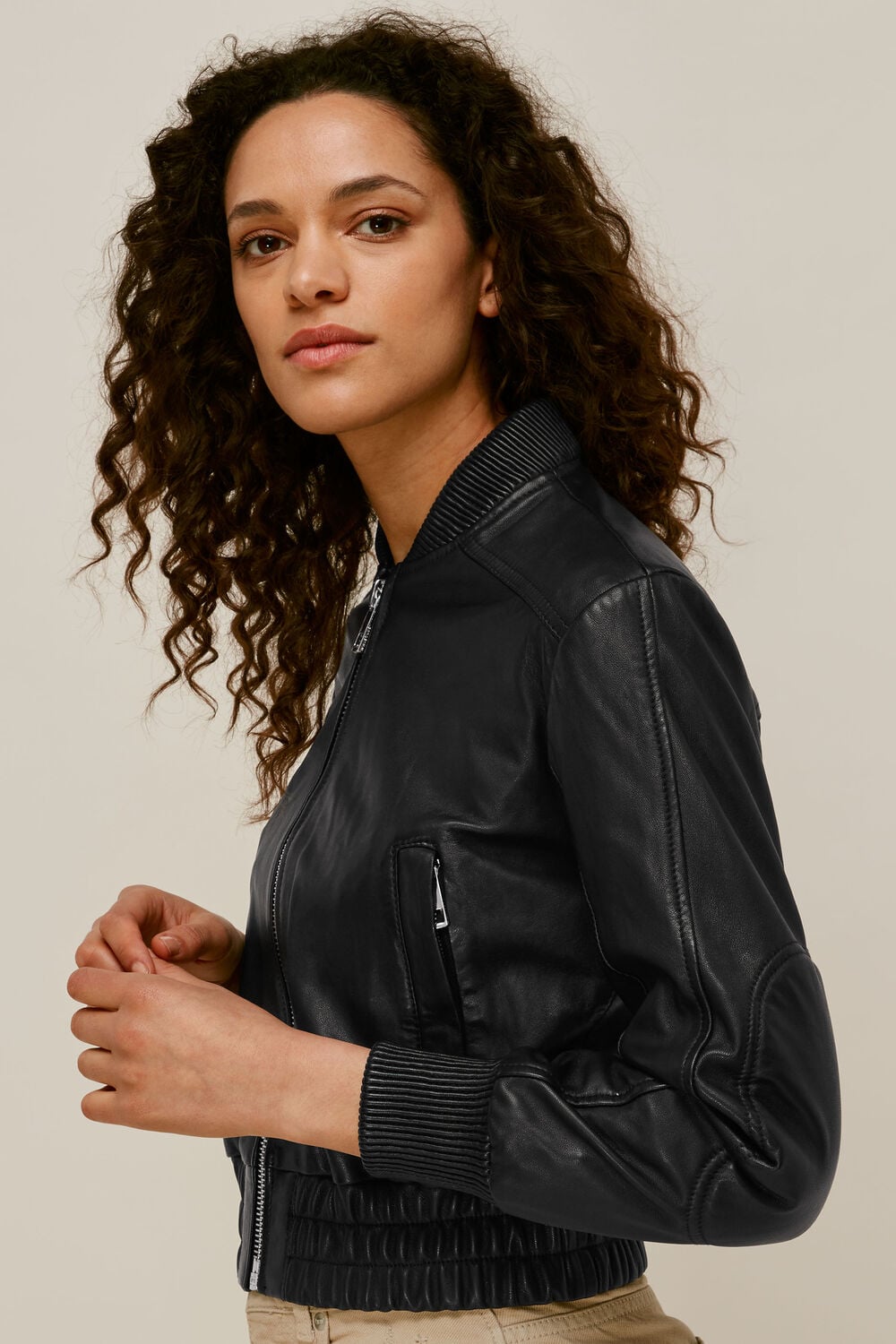 Cropped Bomber Jacket Black