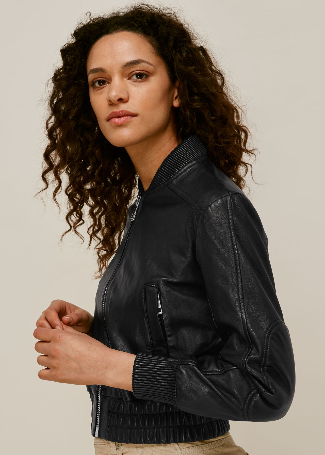Cropped Bomber Jacket Black
