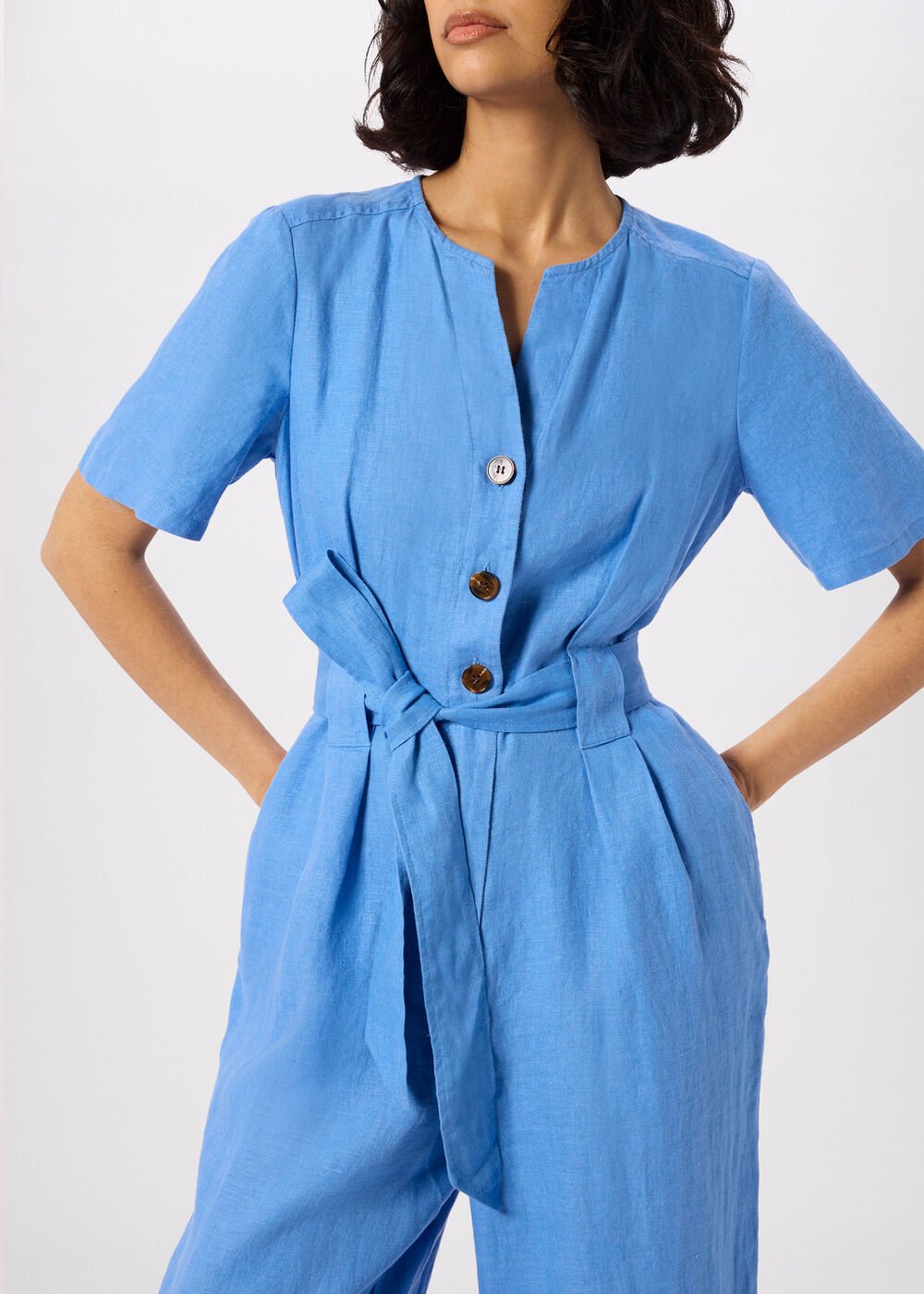 Petite Fiona Linen Button Jumpsuit