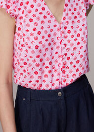 Moon Floral Frill Sleeve Top