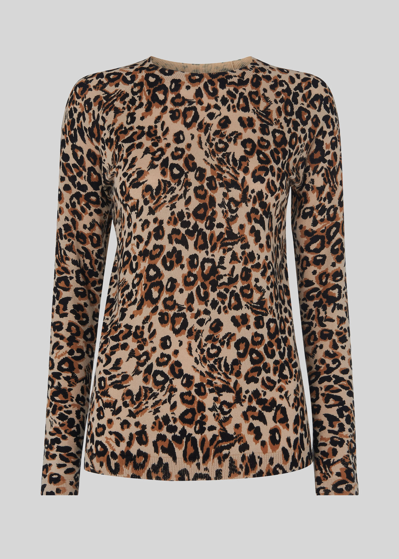 Leopard Print Crew Neck Knit Leopard Print