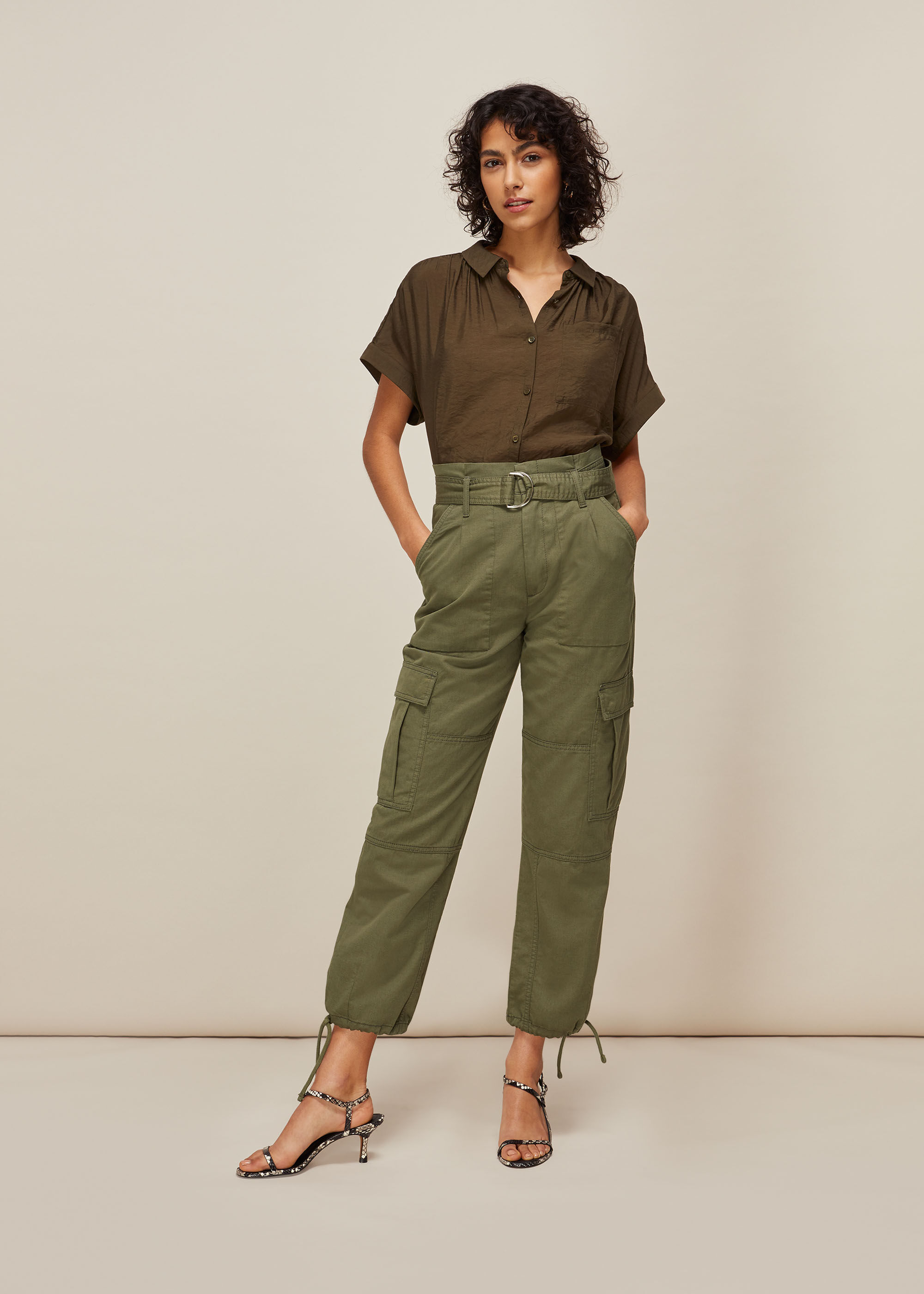 Khaki utility trousers womens hotsell
