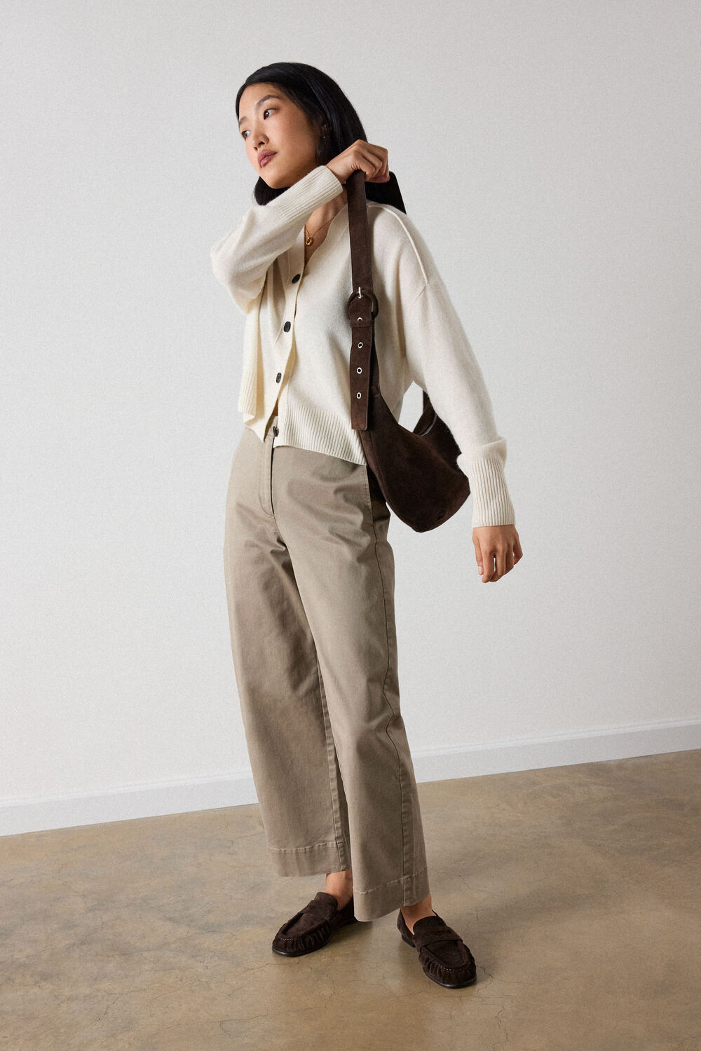 Ivory Cashmere Button Cardigan
