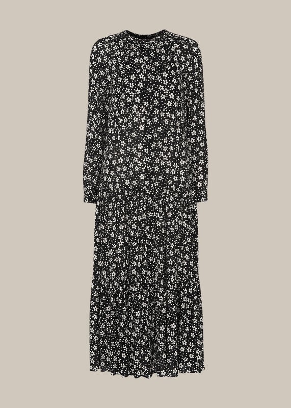 Black and White Daisy Spot Trapeze Dress