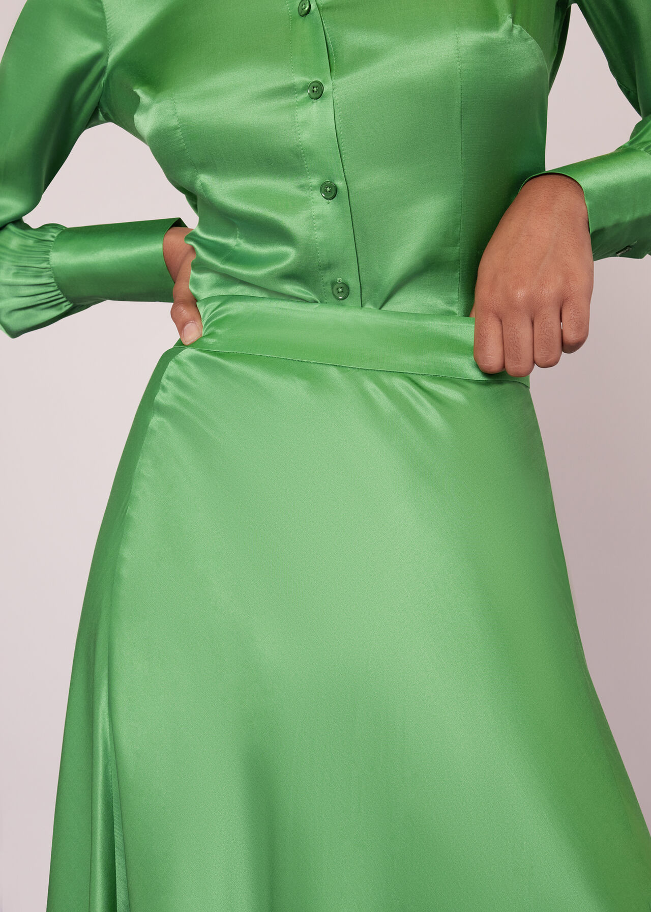 Lime Hallie Silk Mix Skirt WHISTLES