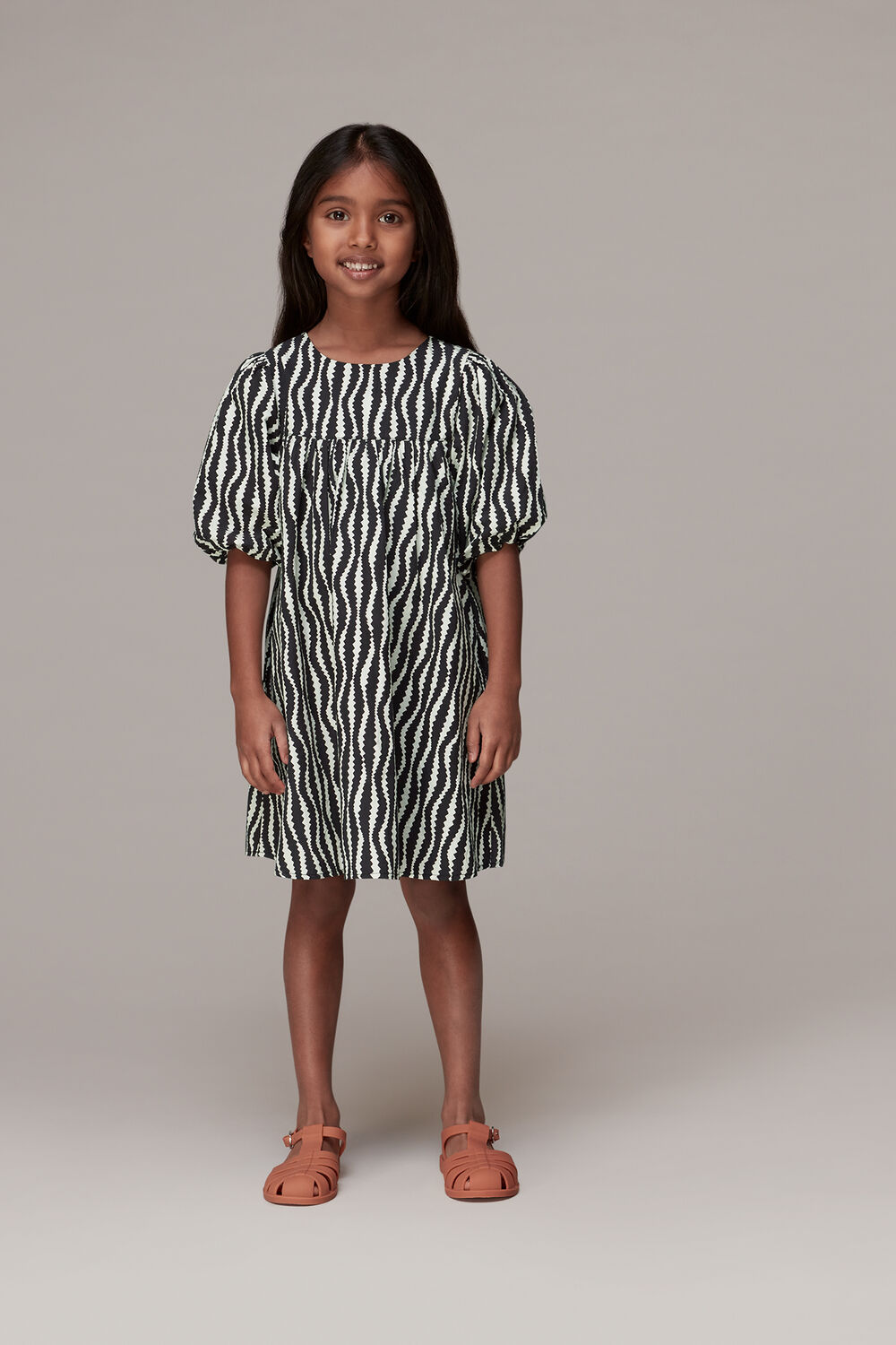 Black and White Optical Rope Phoebe Dress