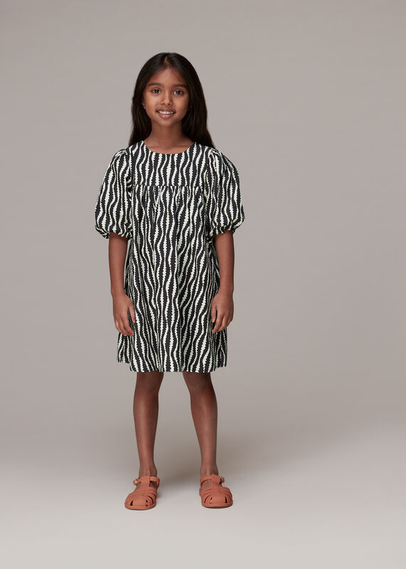 Black and White Optical Rope Phoebe Dress