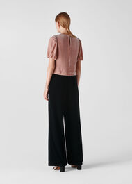Velvet Silk Mix Top Pale Pink