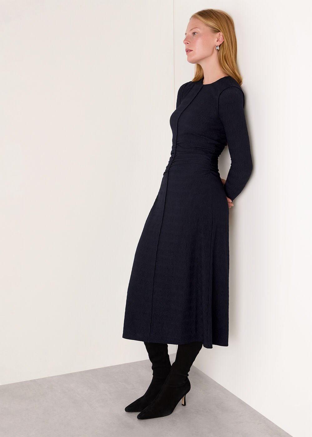 Textured Jersey Ruched Dress