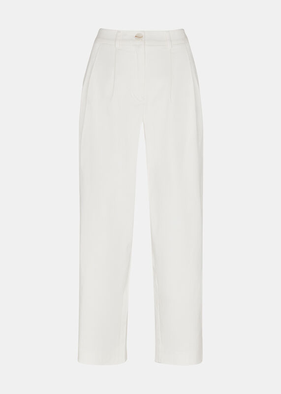 White Bethany Barrel Leg Trouser