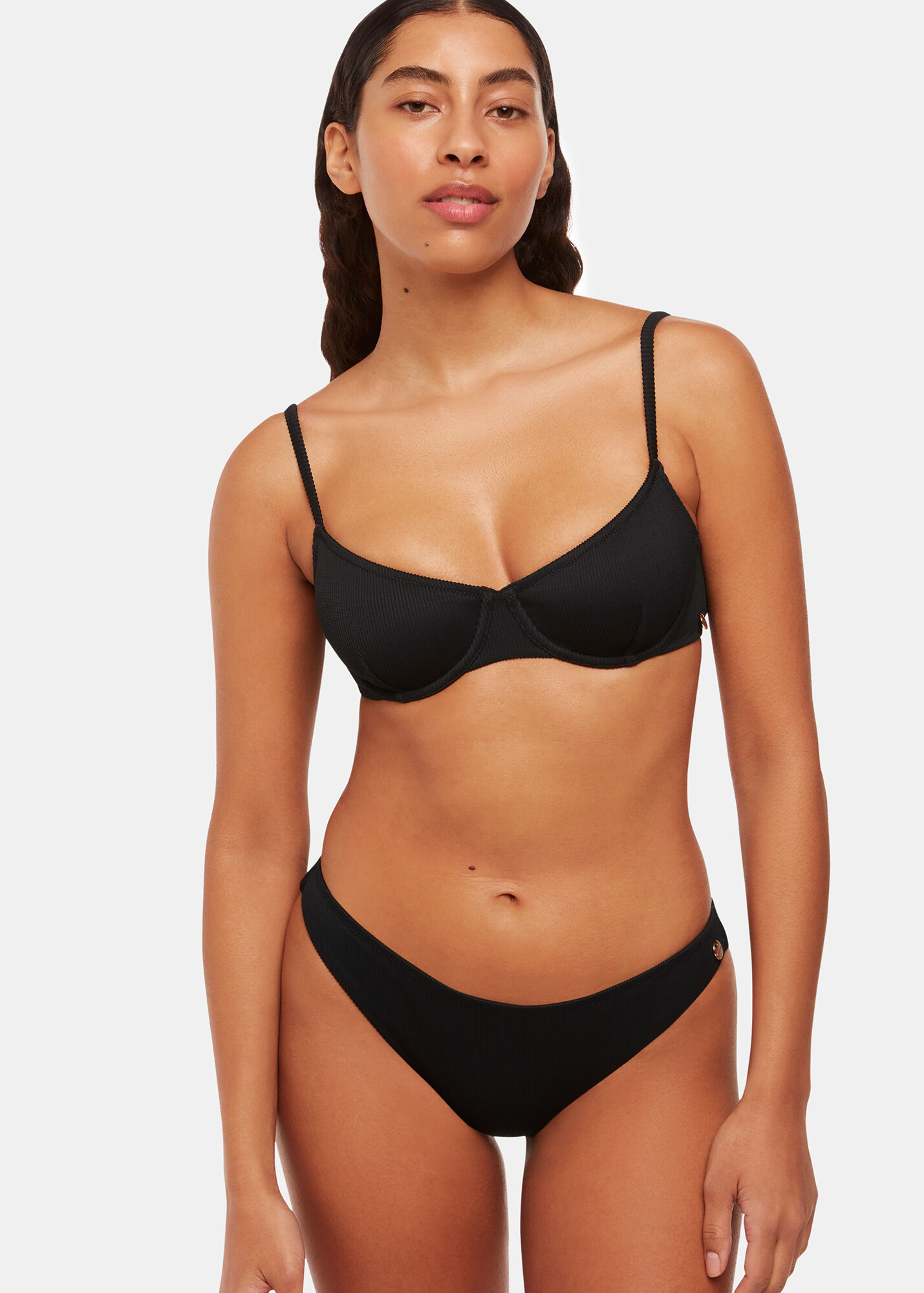 Whistles Women Ribbed Basic Bikini Bottom - Black - 12