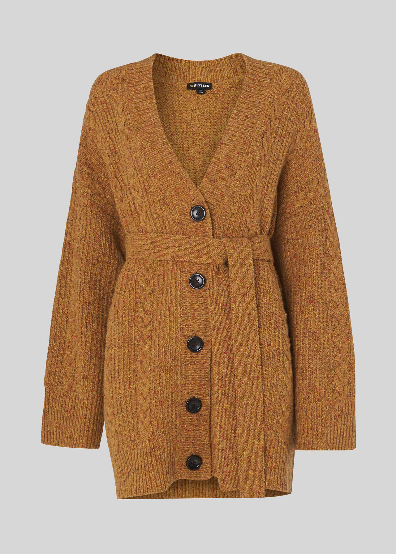 Oversized Cable Cardigan Yellow