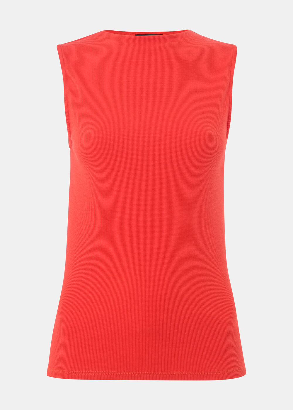 High Neck Rib Detail Tee