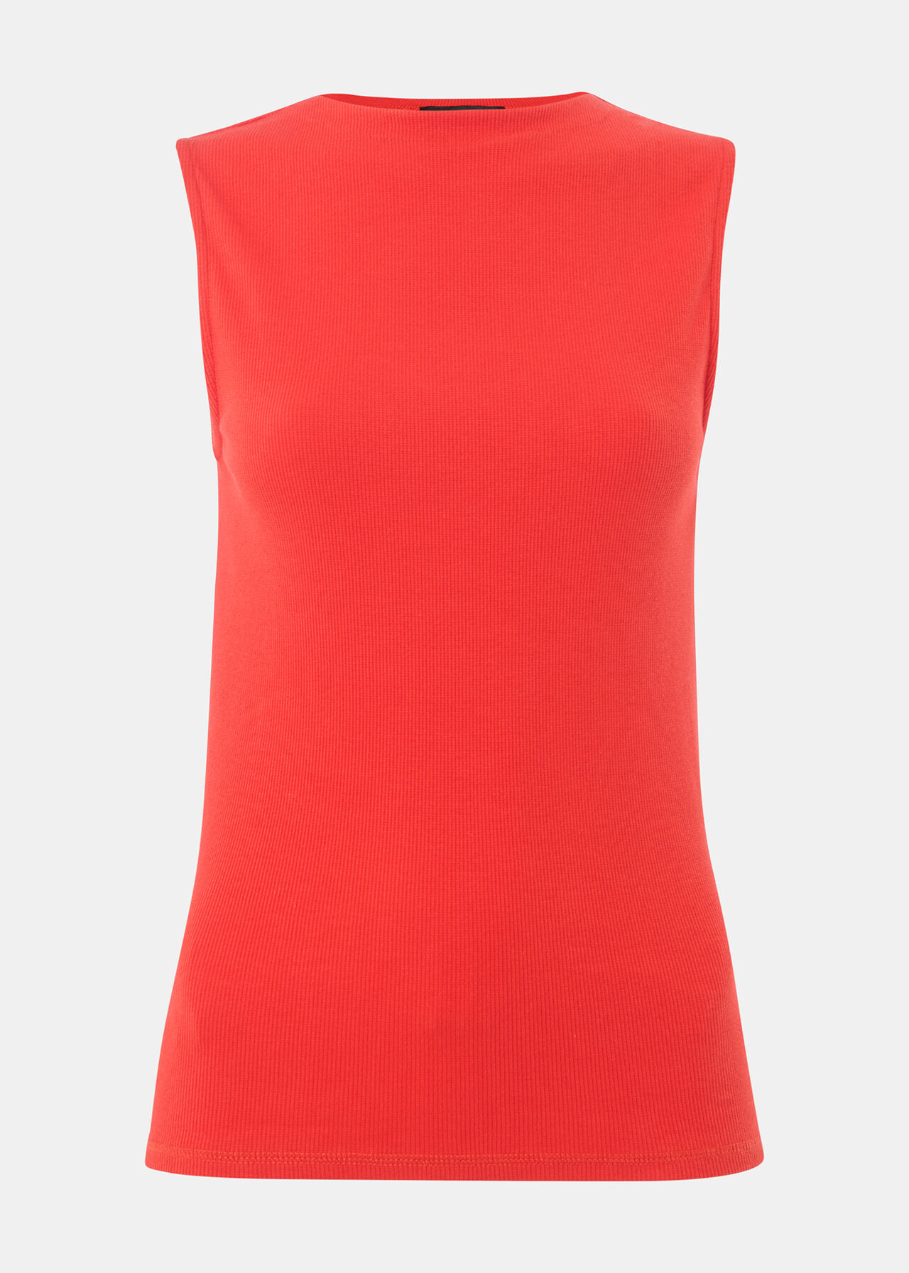 High Neck Rib Detail Tee