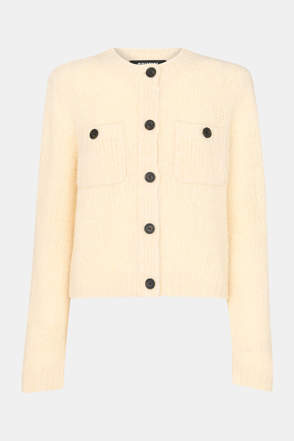 Ivory Wool Mix Textured Cardigan
