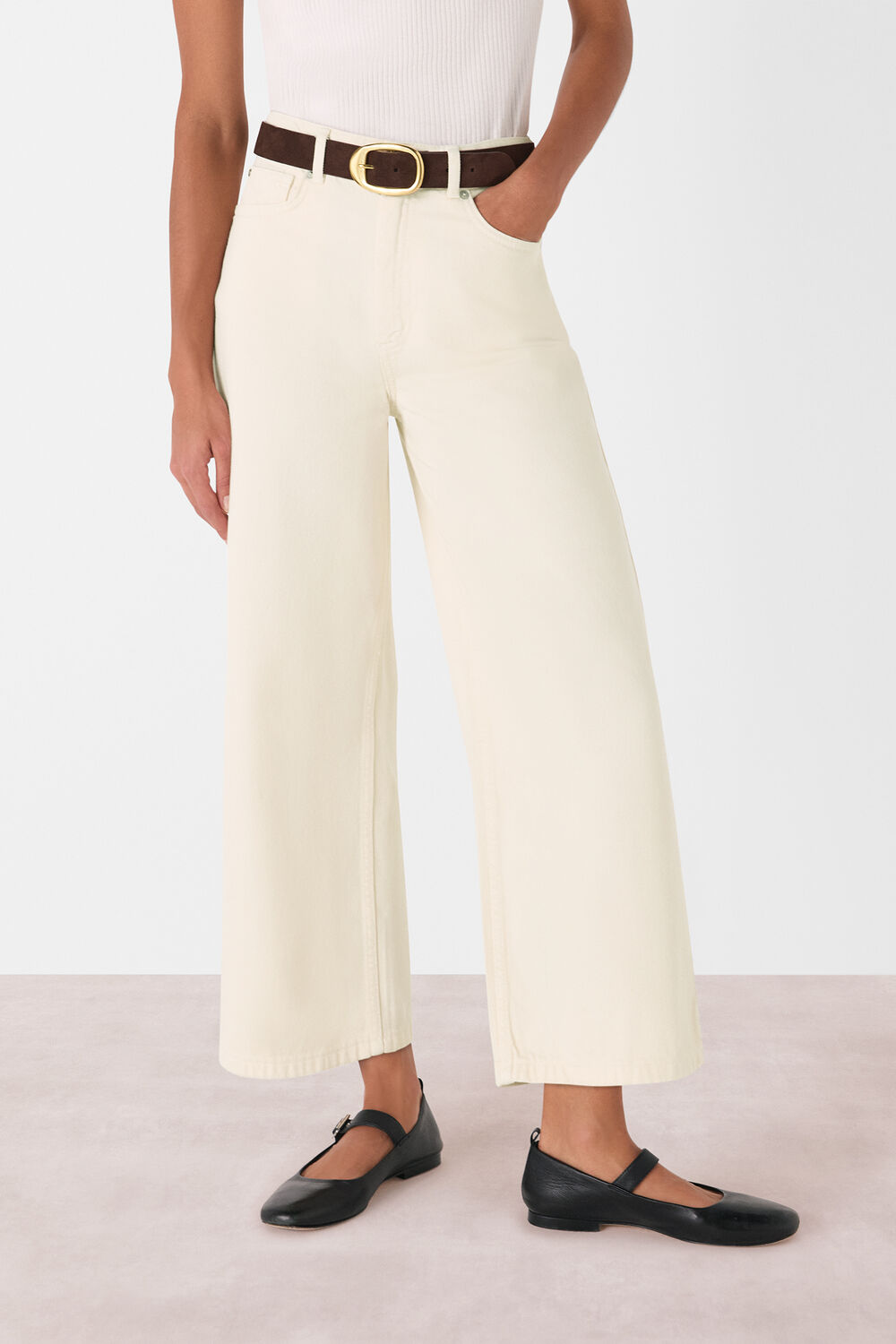 White Wide Leg Cropped Jean
