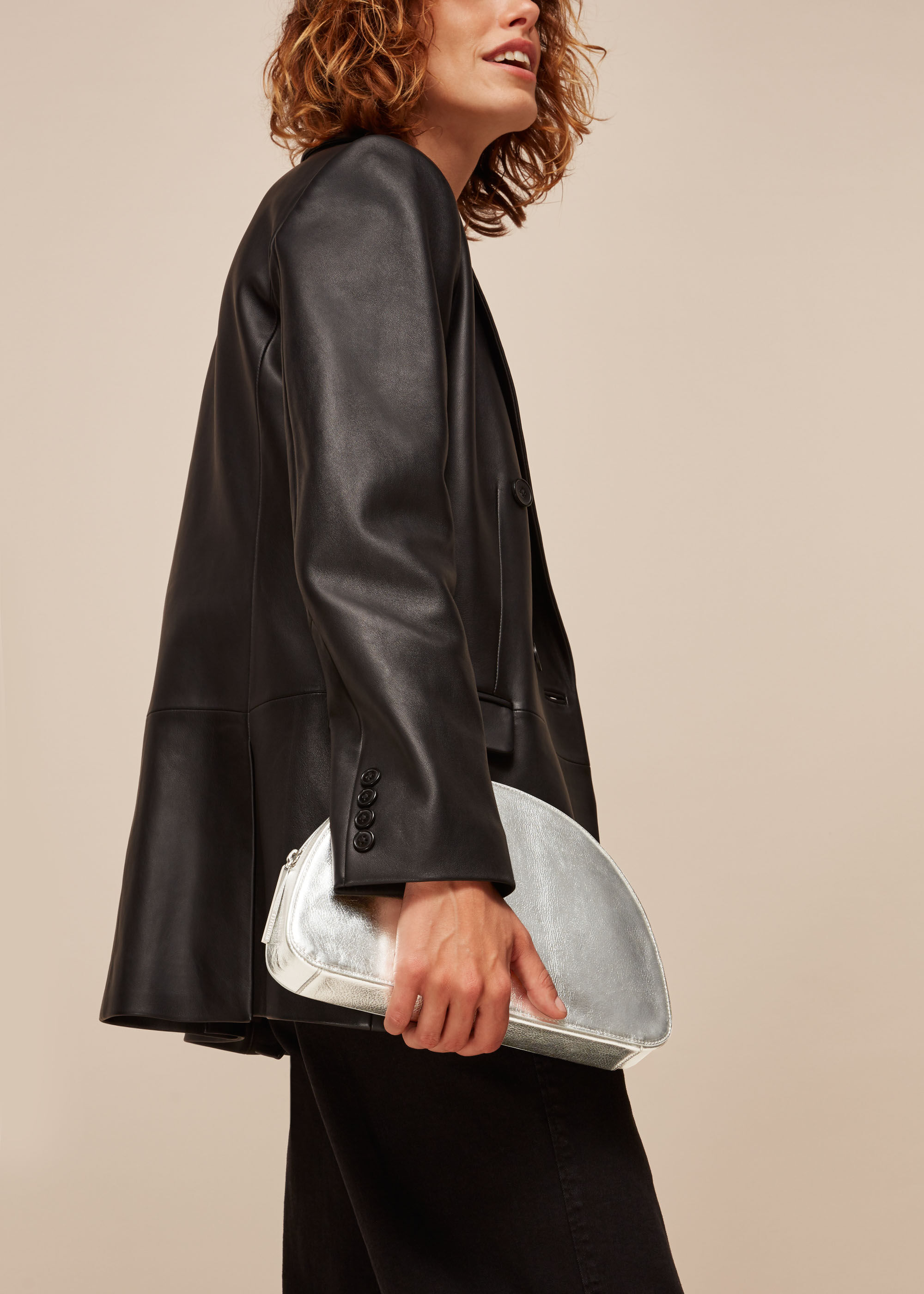 Whistles top silver clutch