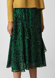 Jungle Cat Print Skirt Green/Multi