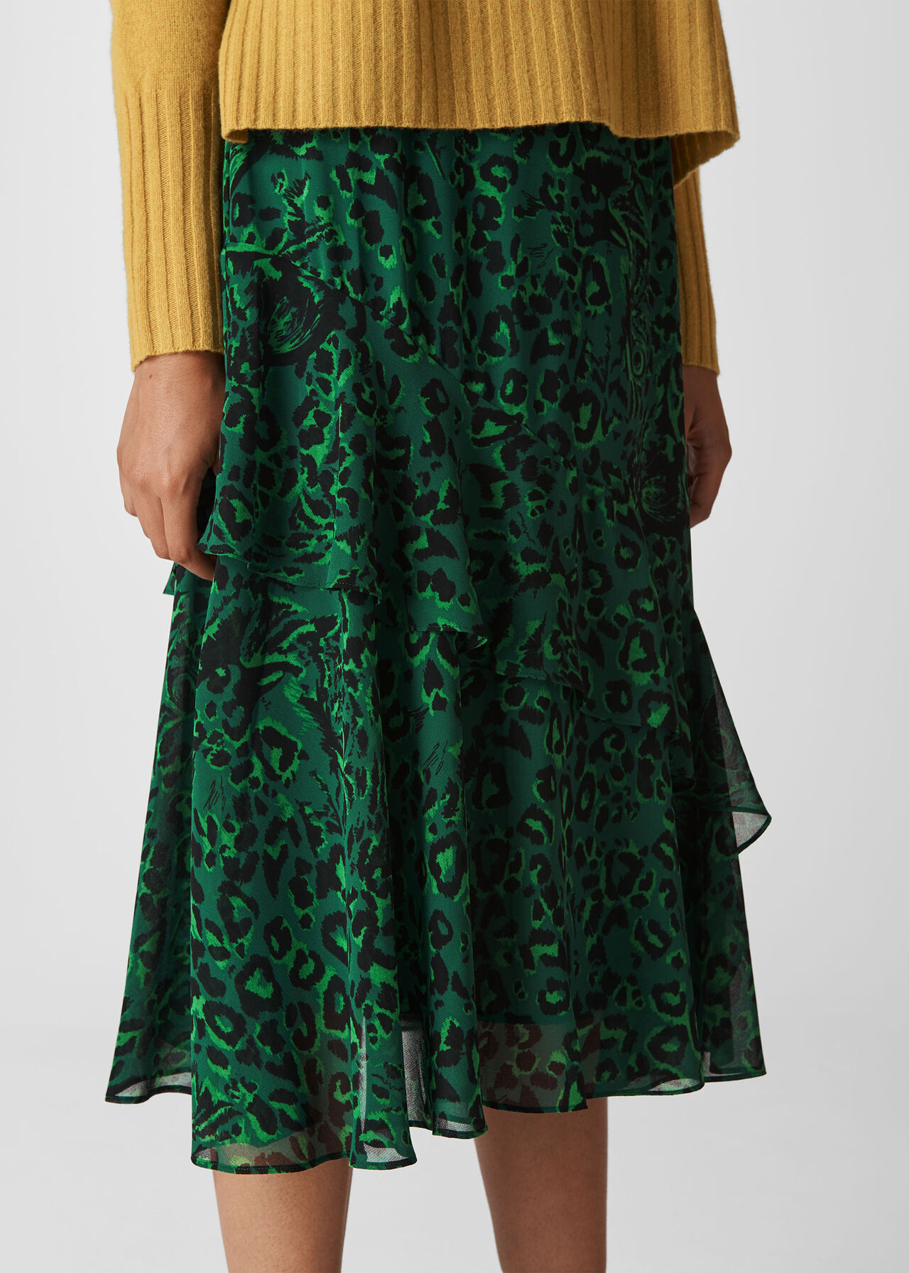 Jungle Cat Print Skirt Green/Multi