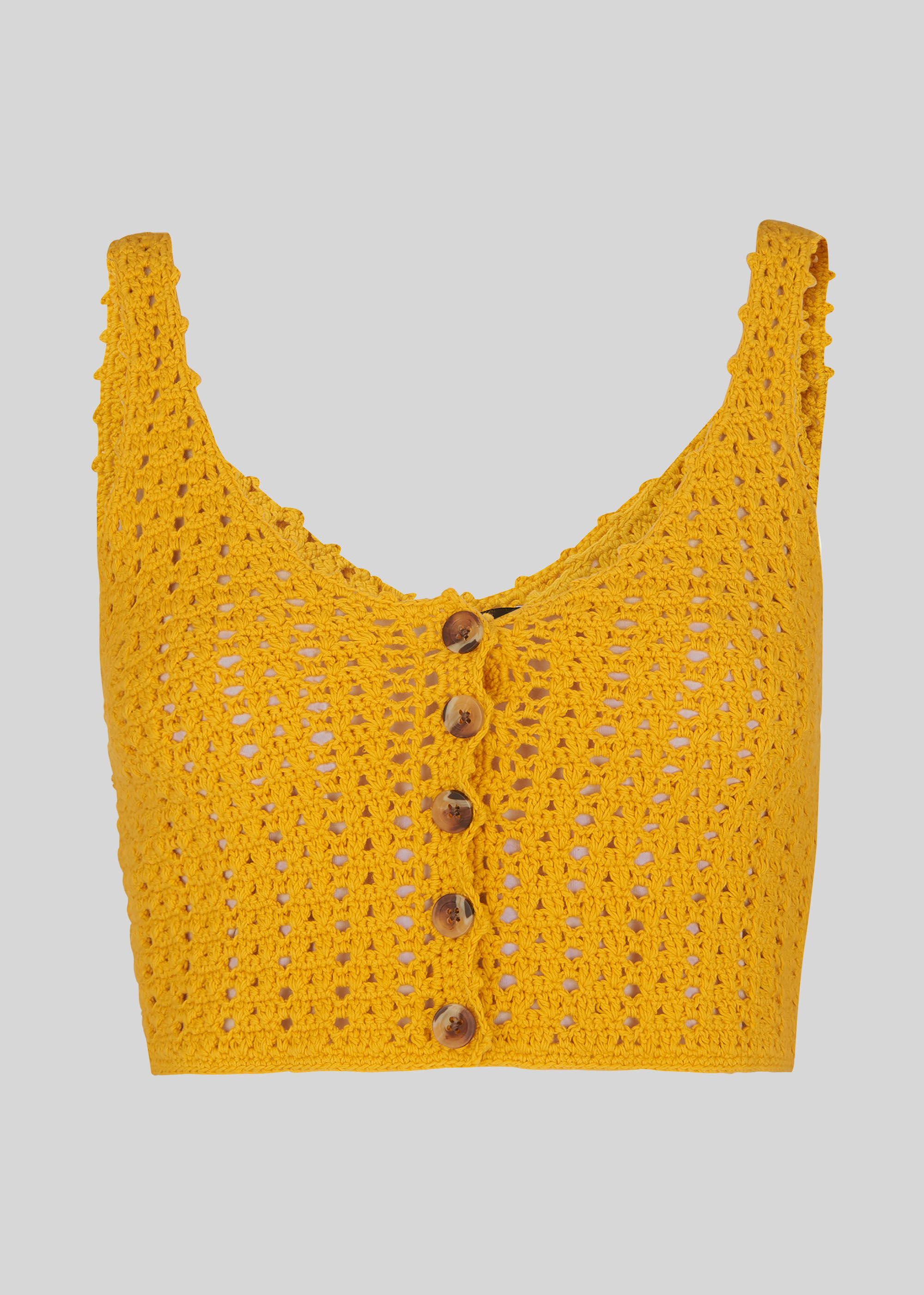Yellow crop best sale top with buttons