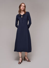 Navy Keyhole Cutout Jersey Dress | WHISTLES | Whistles UK