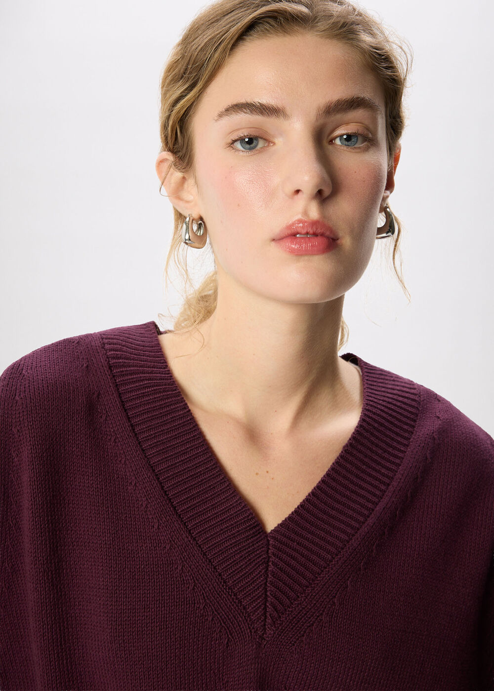 Cotton V Neck Relaxed Knit