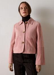 Button Cropped Suede Jacket