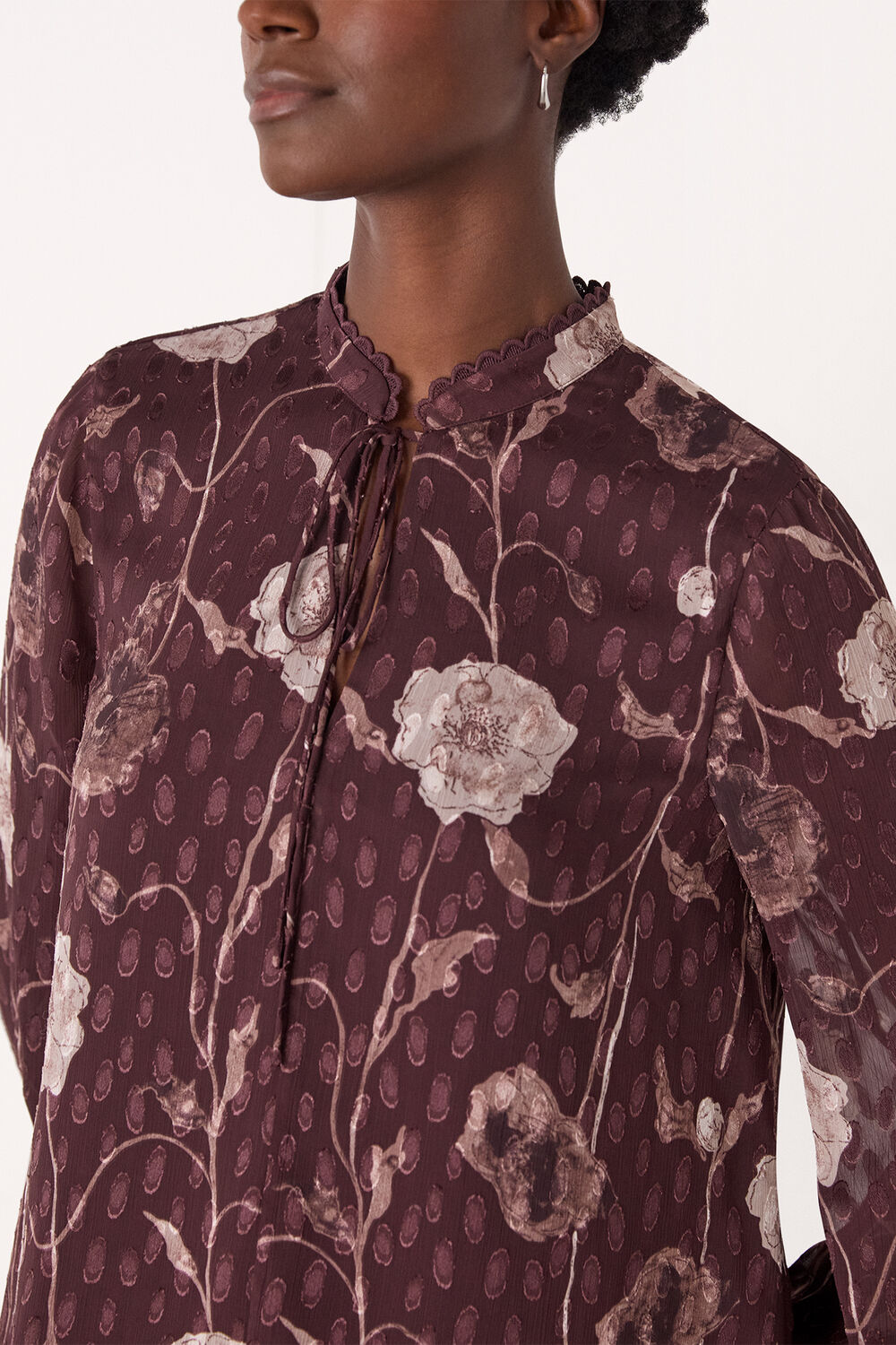 Burgundy Floral Dobby Blouse