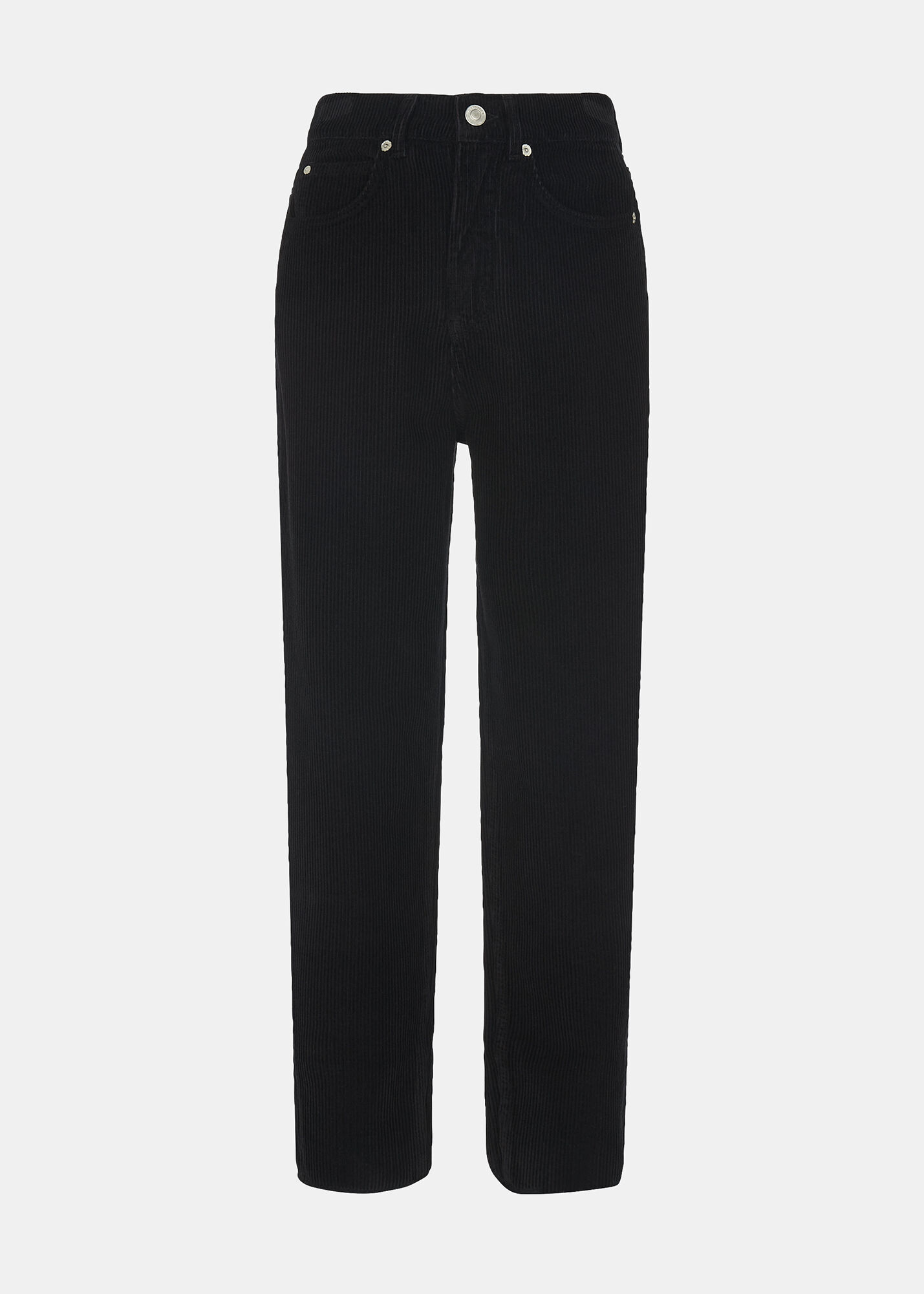 Black High Waist Cord Barrel Jean 