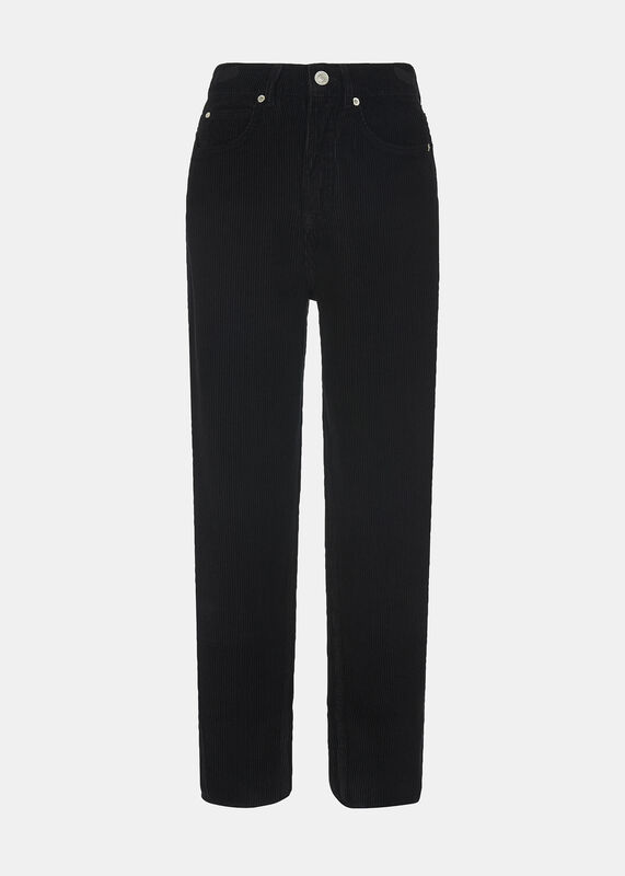 High Waist Cord Barrel Jean