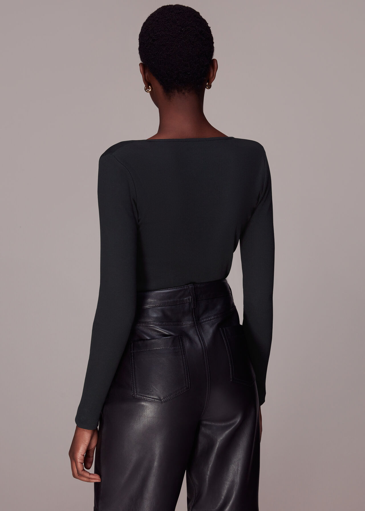 Ribbed Asymmetric V-Neck Top