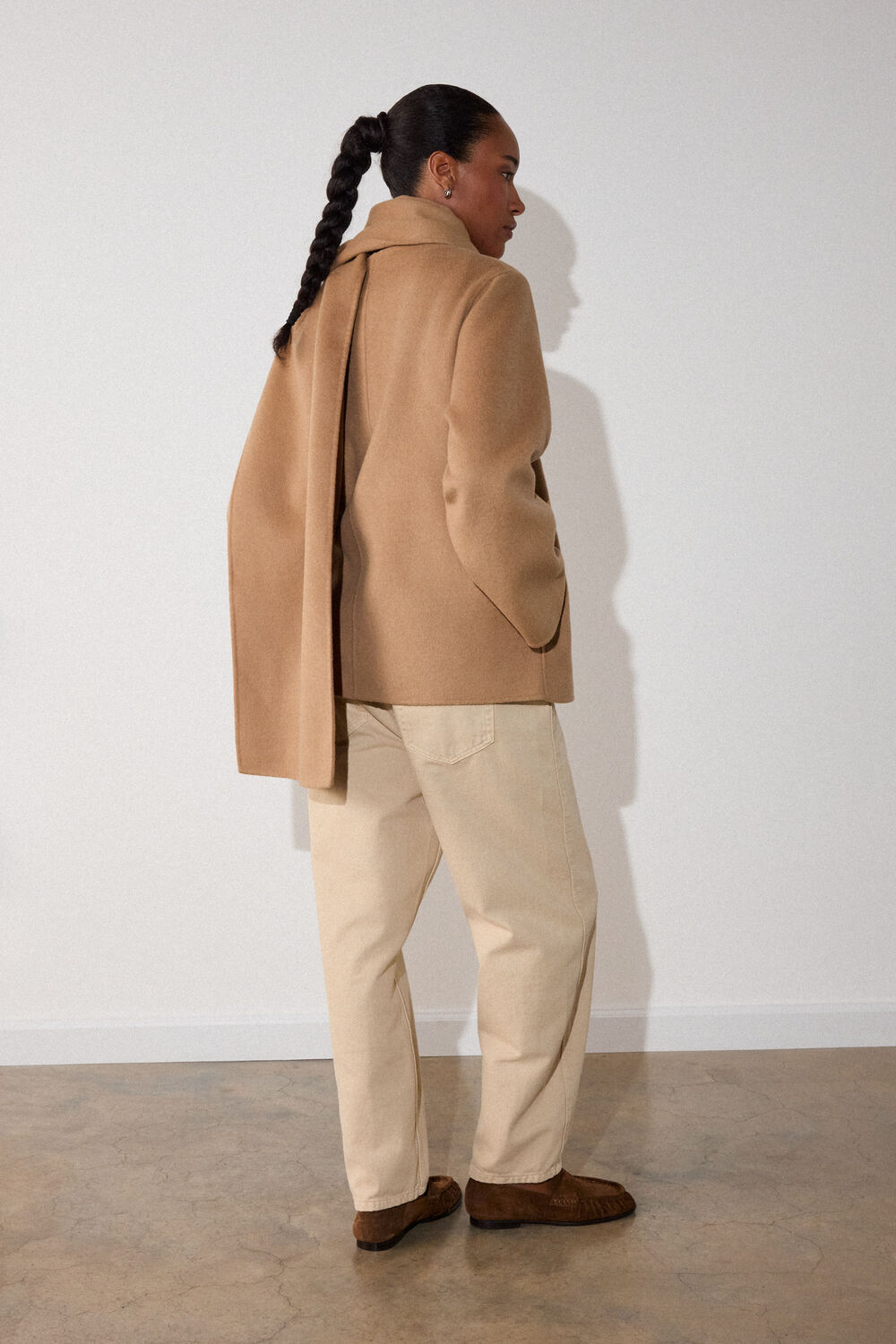 Camel Double Faced Scarf Coat