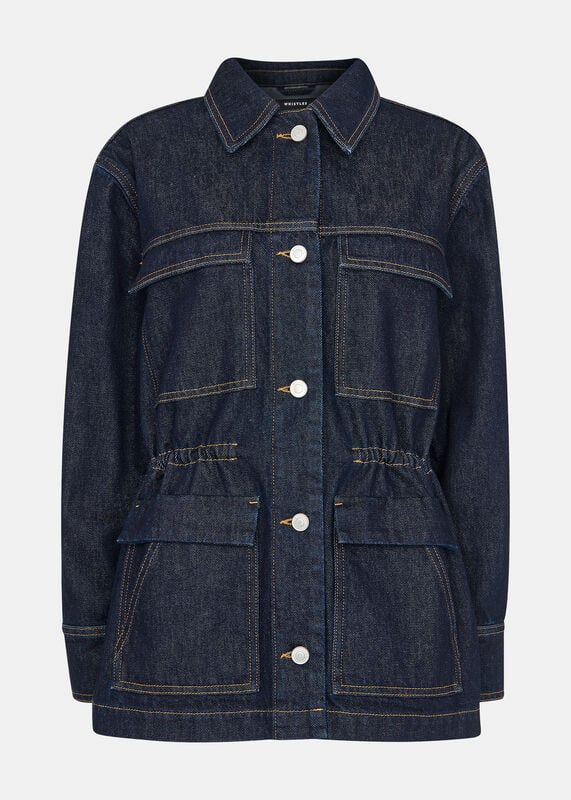 Dark Denim Drawstring Waist Jacket