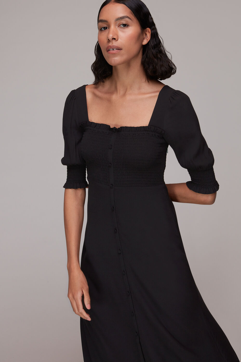 Luna Shirred Bodice Midi Dress