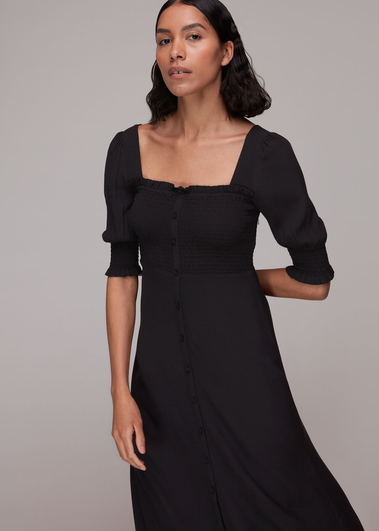 Luna Shirred Bodice Midi Dress