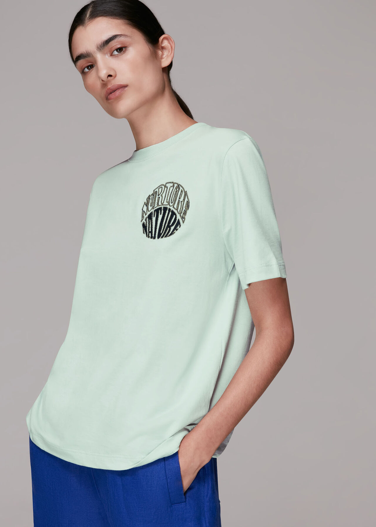 Pale Green Nurture Nature T Shirt | WHISTLES