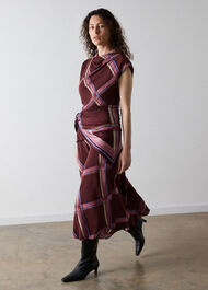 Painted Check Cowl Neck Dress