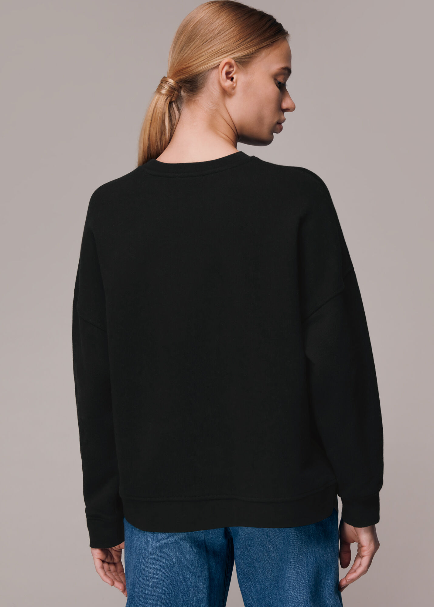 Black La Logo Sweatshirt | WHISTLES | Whistles UK |