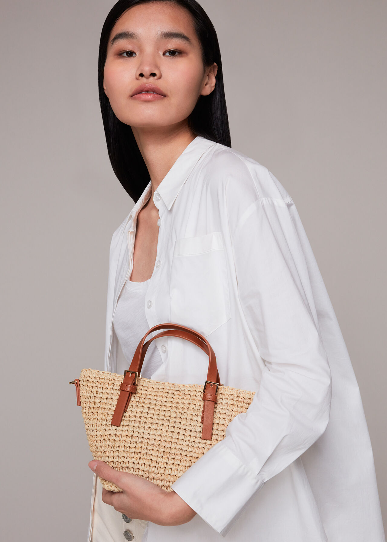 Kiki Mini Handle Straw Tote