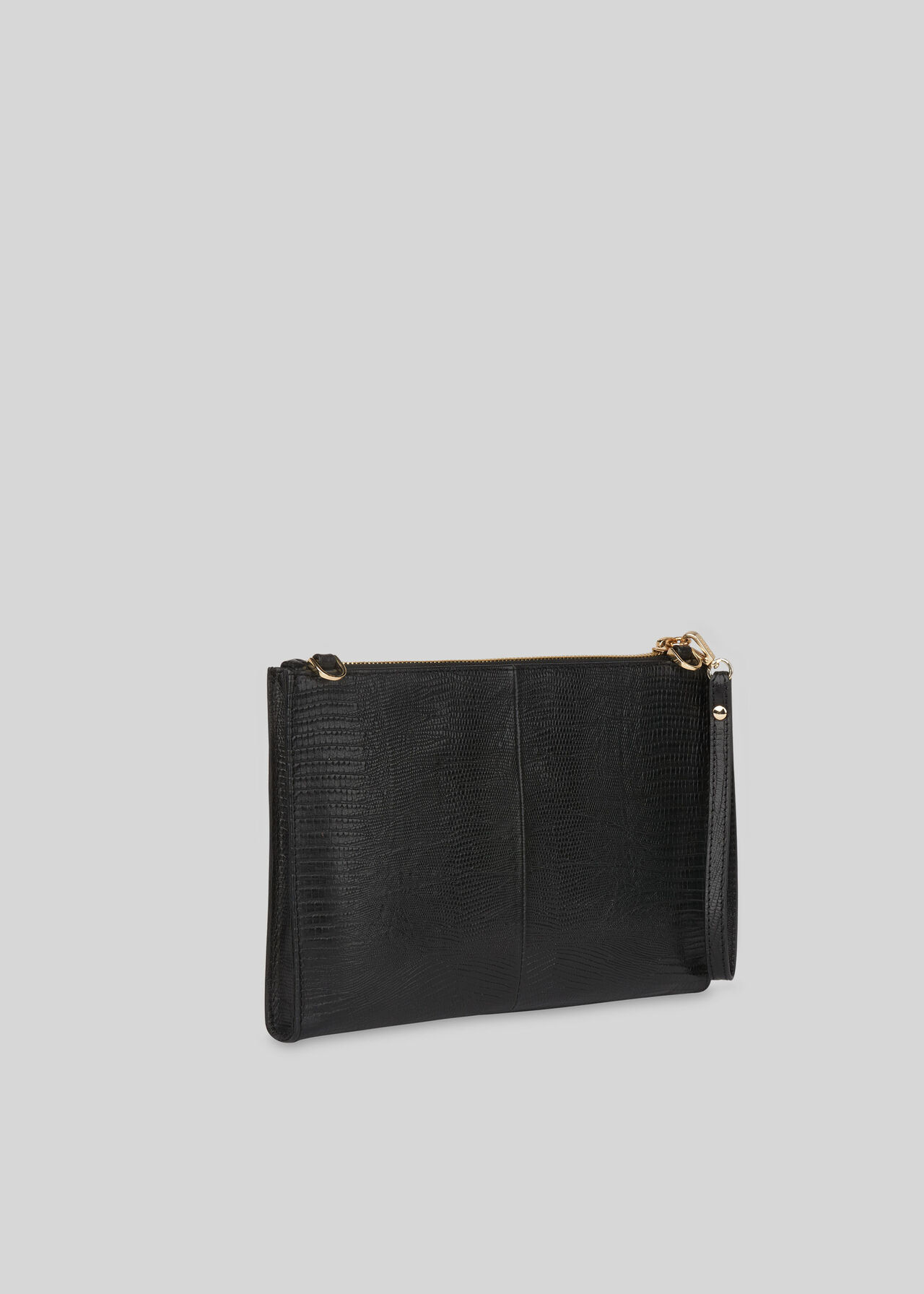 Hampton Lizard Chain Pouch Black