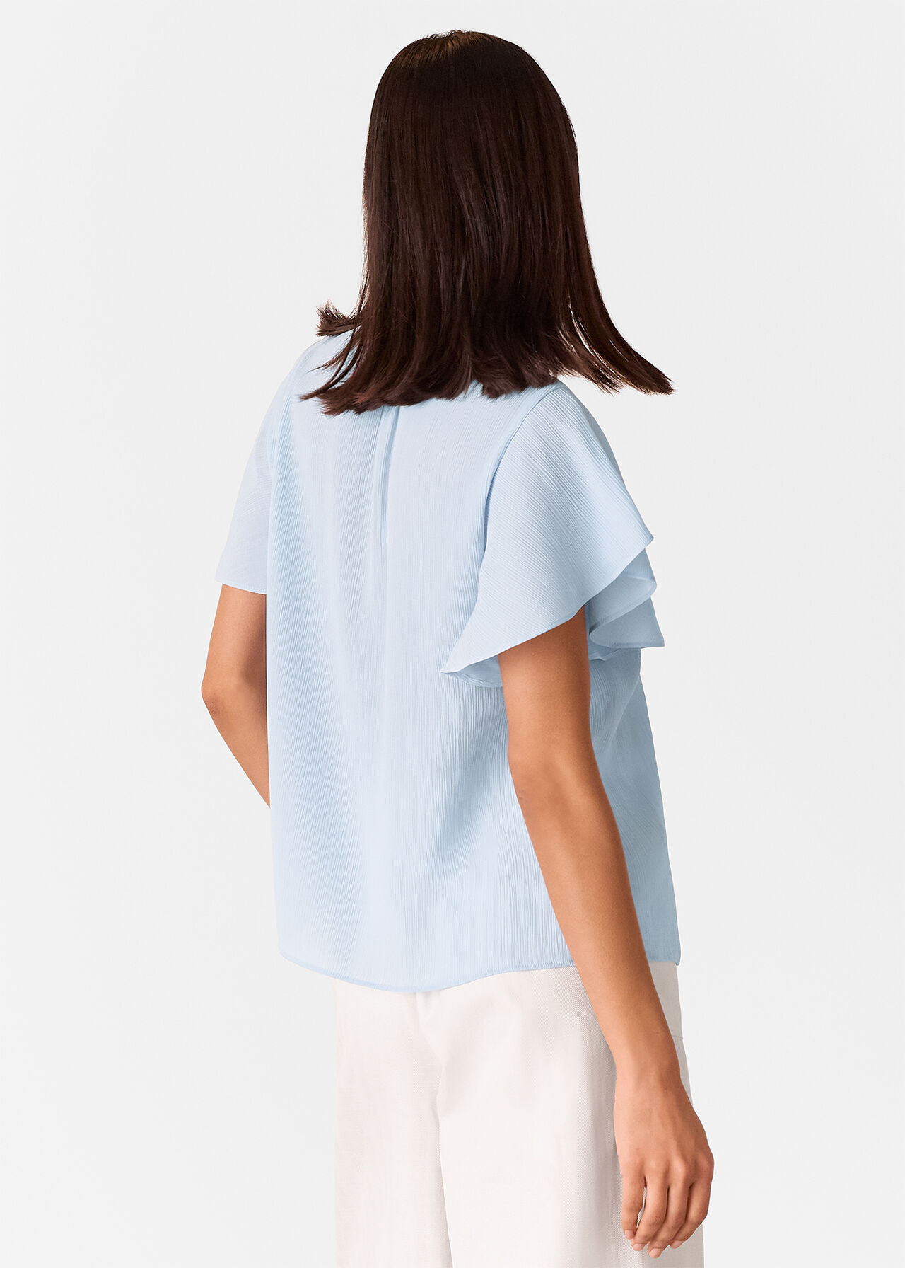 Frill Sleeve Tie Front Blouse