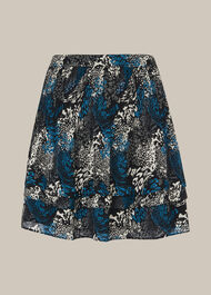 Marble Animal Print Silk Skirt