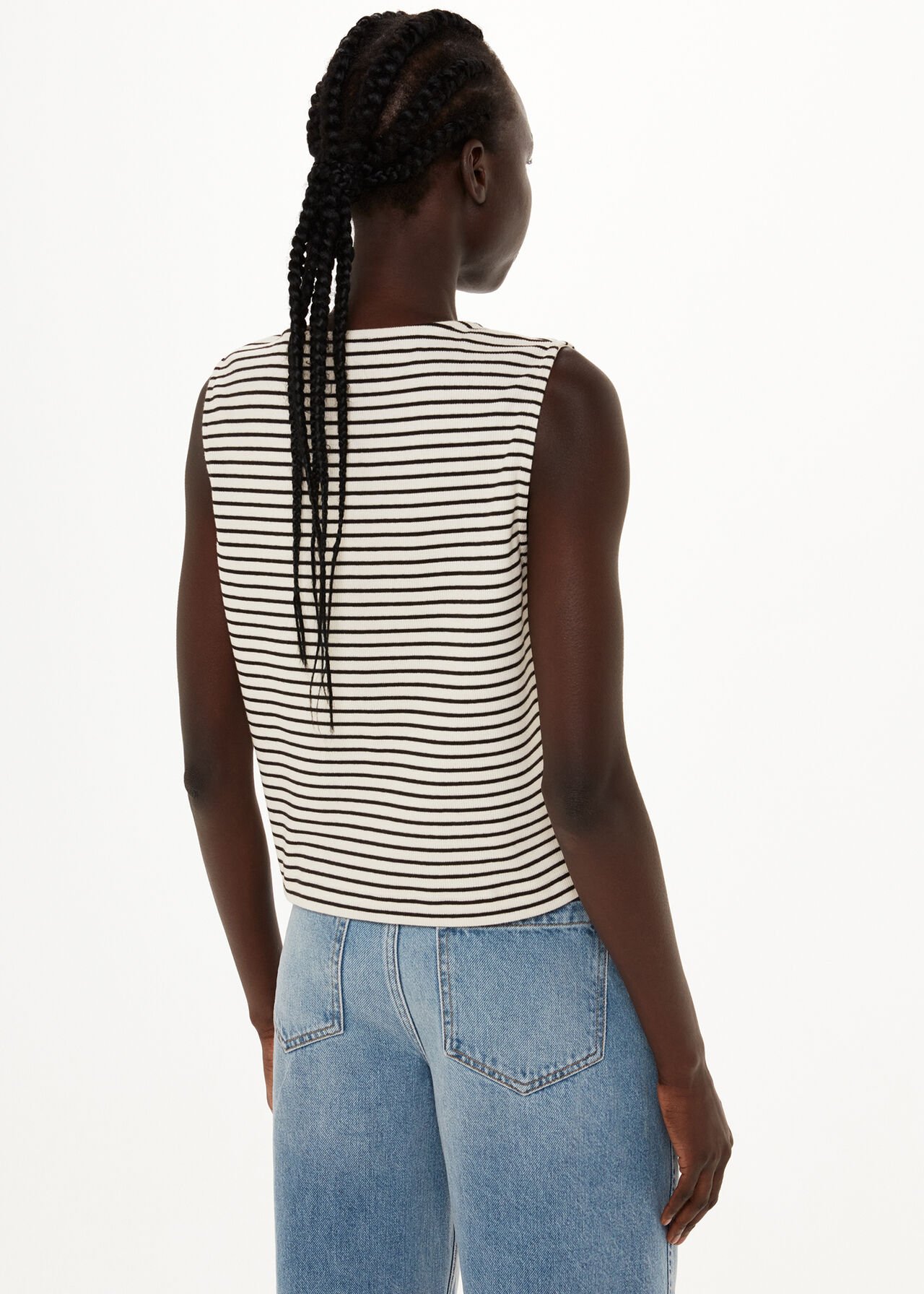 Whistles Button Up Stripe Rib Tank