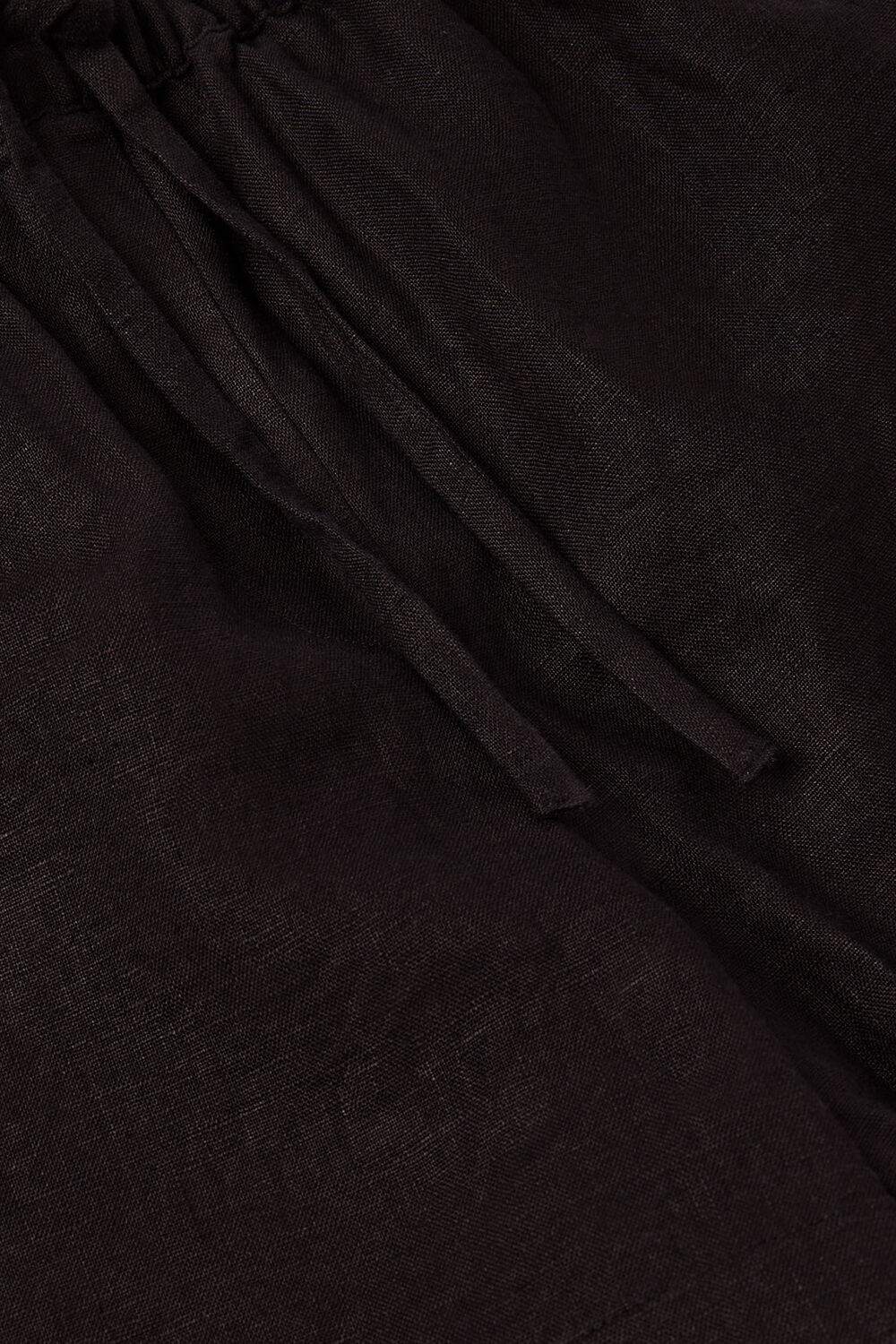 Black Petite Linen Elasticated Short