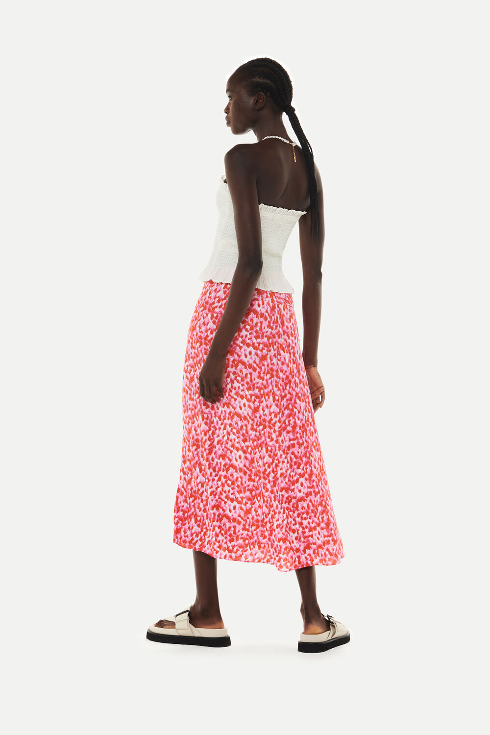 Blurred Strokes Button Skirt