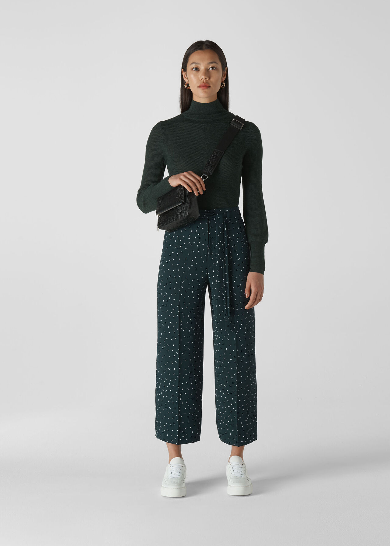 Sprinkle Tie Waist Trouser Dark Green