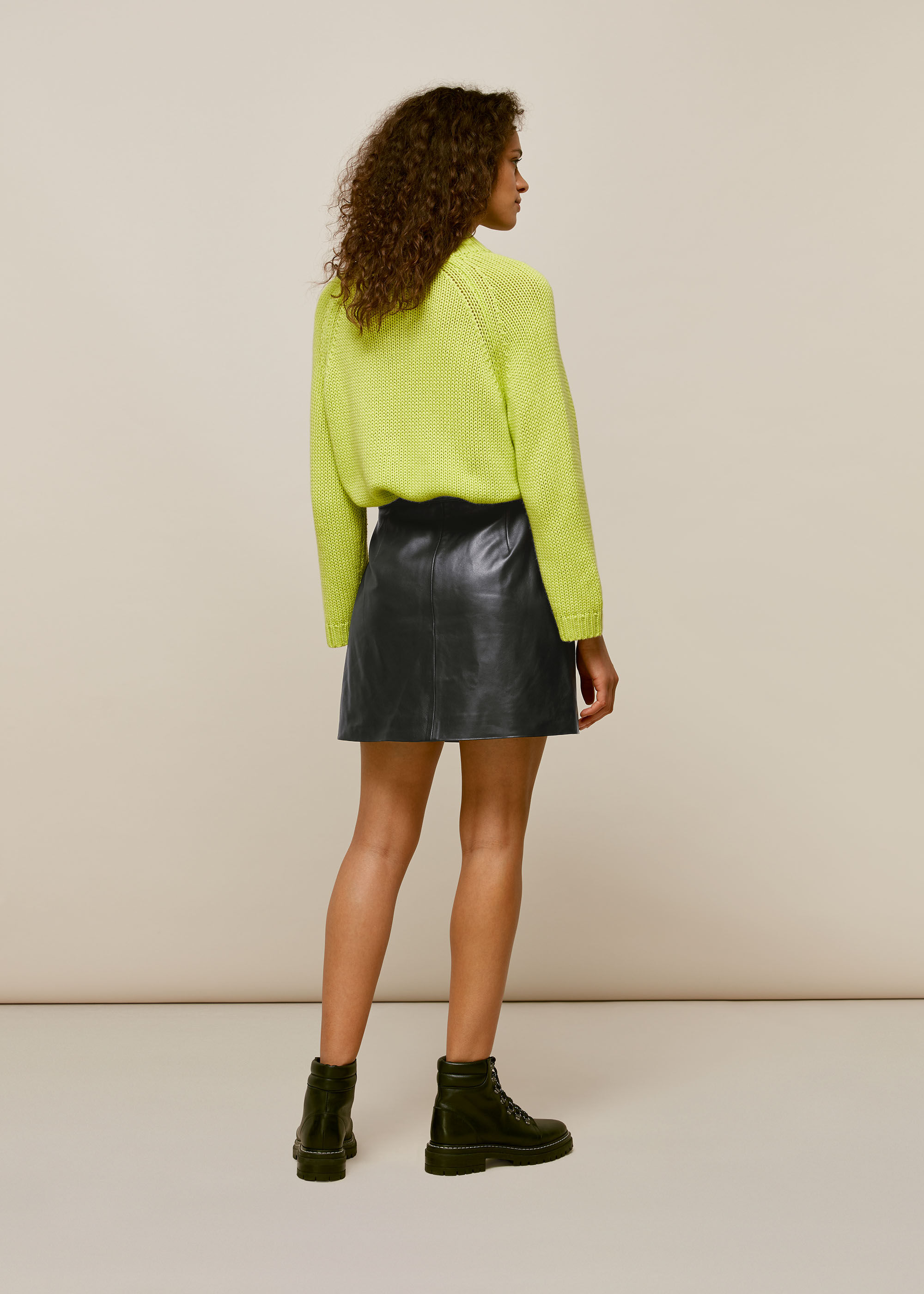 Whistles dark green leather skirt store